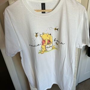 Winnie The Pooh Mama Bear White Short Sleeve Tee Casual Cotton